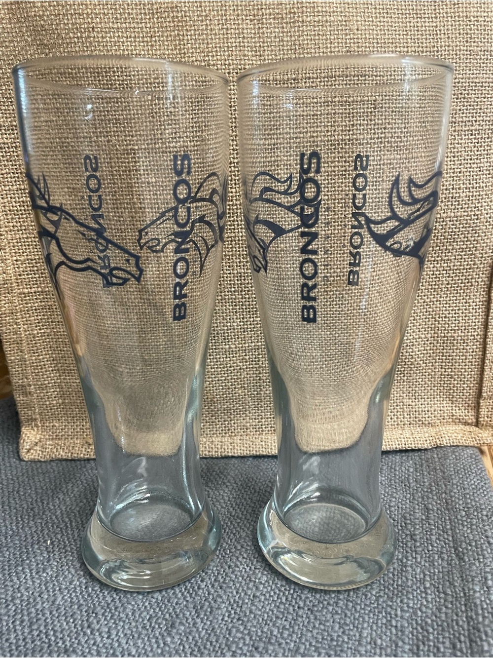 Denver Broncos Tall Pilsner Glasses - Set of 2 pristine condition